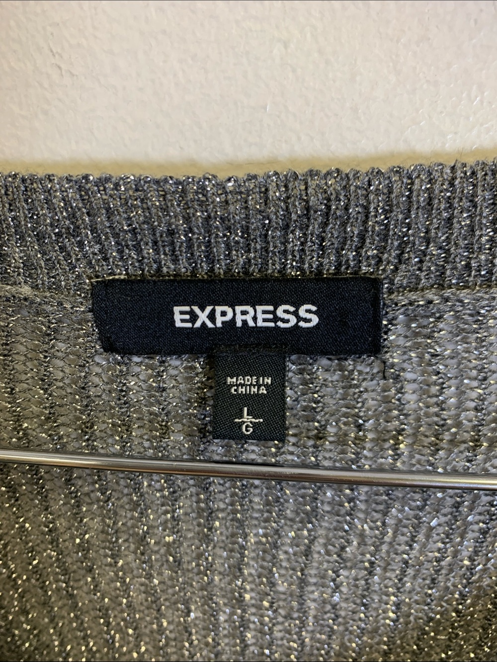 Express Metallic Gray Ribbed Button-Up Cardigan - Picture 2 of 5